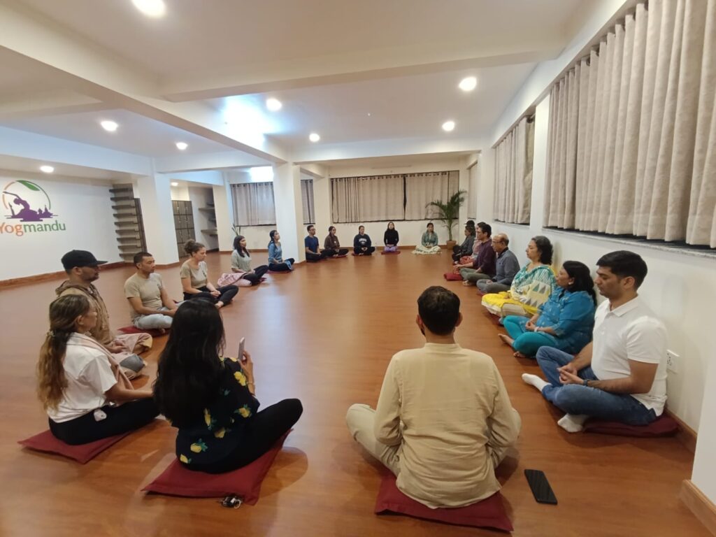 Om Chanting Meditation at Yogmandu Yoga.